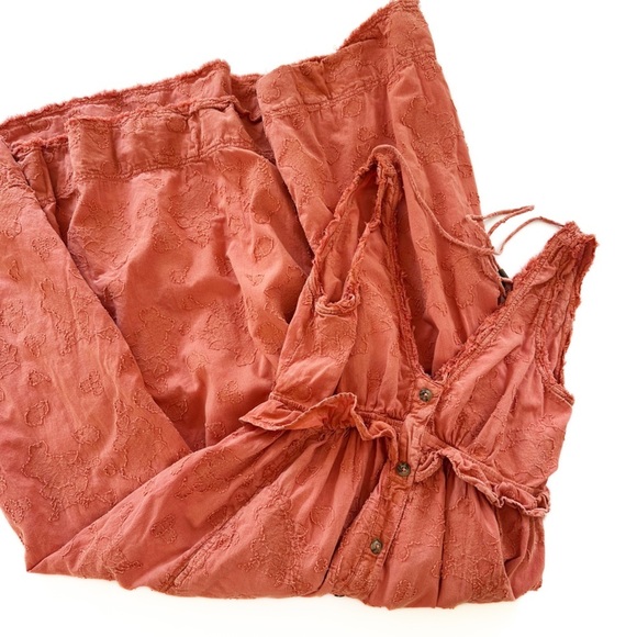 Anthropologie Pilcro Orange Textured Floral Button Front Midi Dress Womens Small - Picture 4 of 10